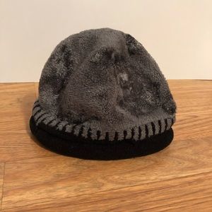 Soft grey and black beanie winter cap